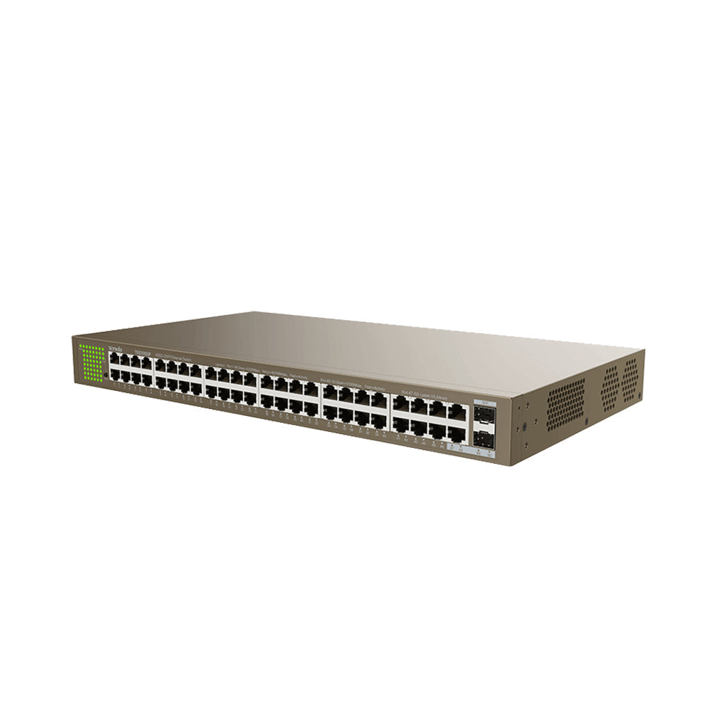 A Photo Of Tenda TEG1050F 48-Port Gigabit Unmanaged Switch + 2 SFP Slots – High-Density Rack-Mount Ethernet