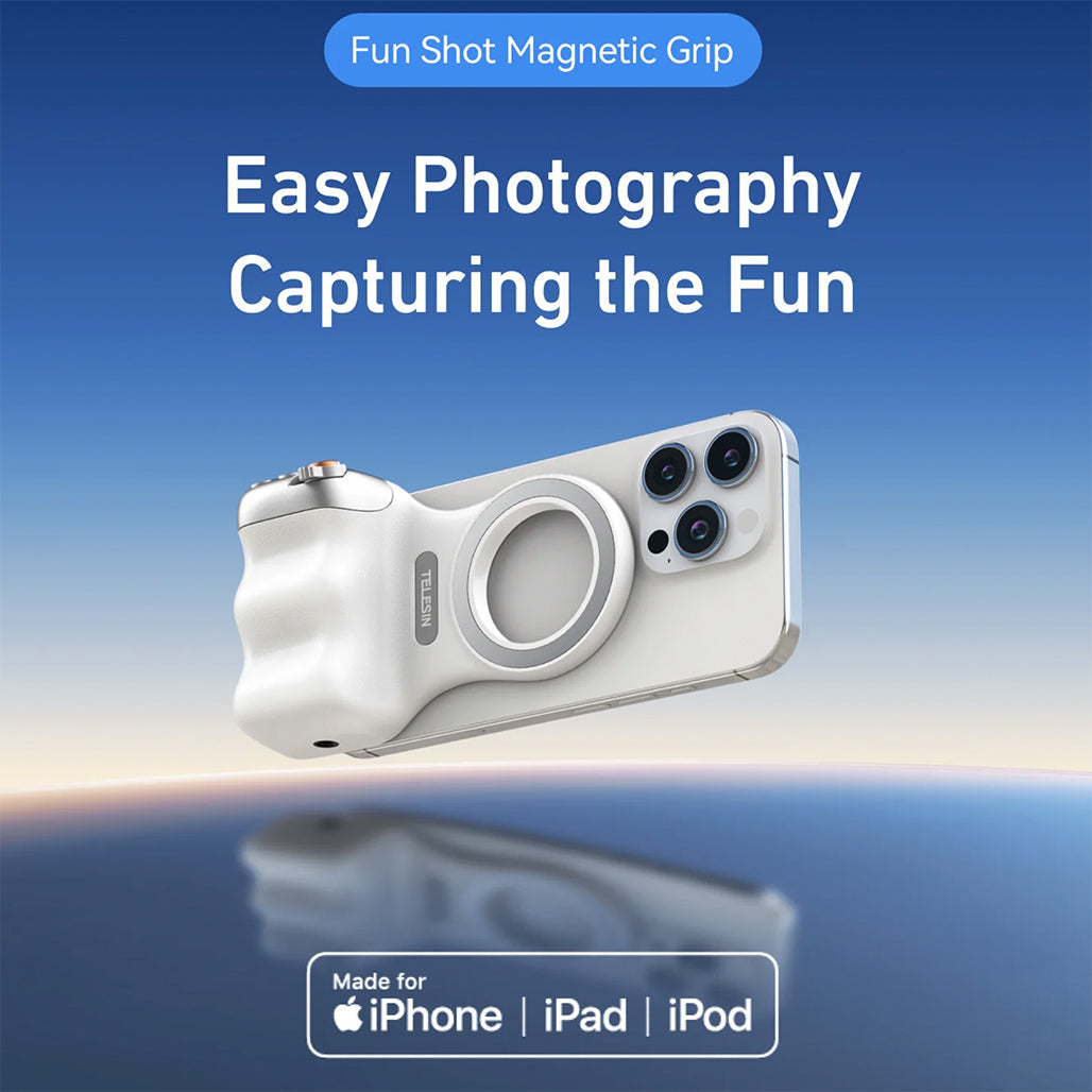 A Photo Of Telesin Fun Shot Magnetic Phone Grip – Ultra-Strong N52 Magnets, Ergonomic Handheld Design with telesin original light