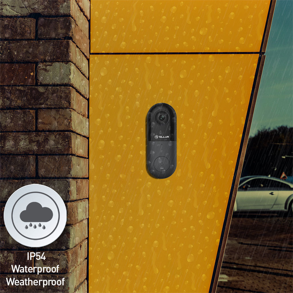 A Photo Of Tellur Video Doorbell WiFi - Full HD 1080P, Night Vision, Two-Way Audio, IP54 Weatherproof - Black