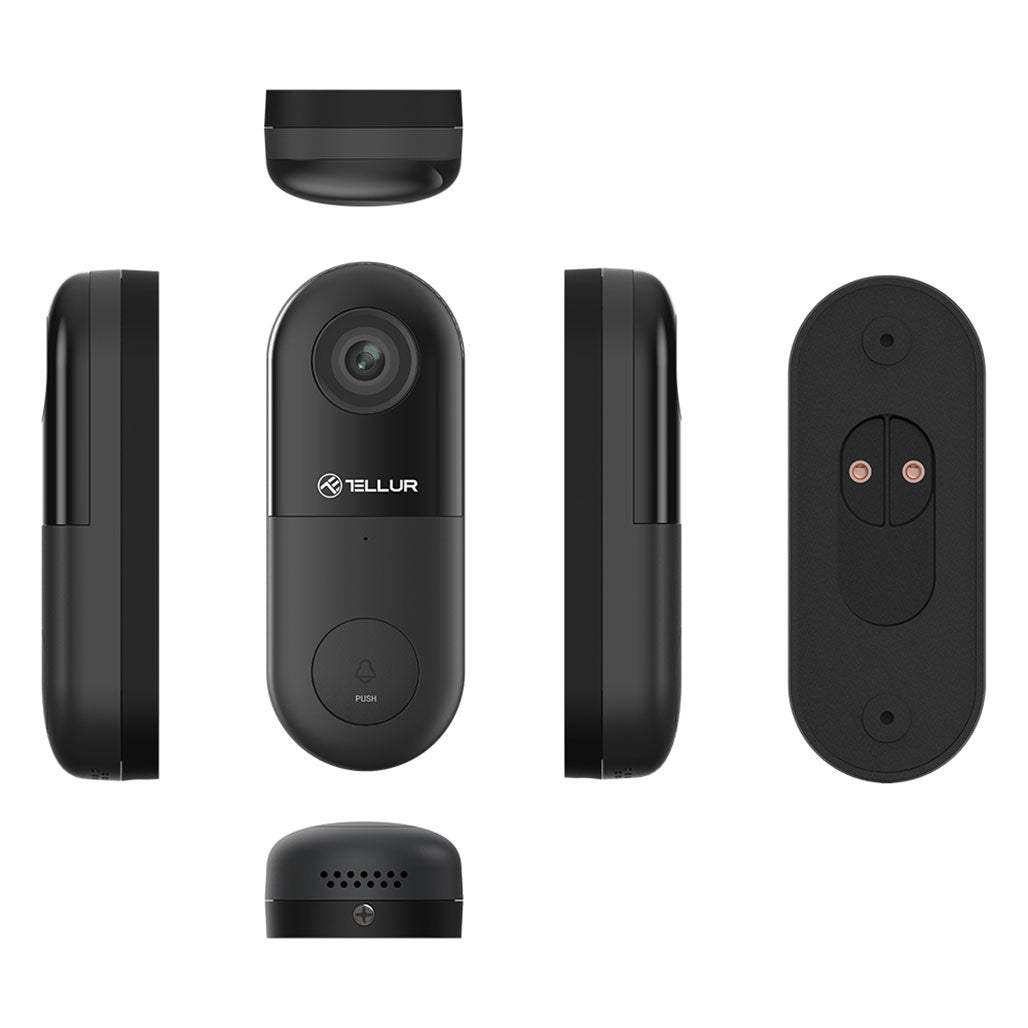 A Photo Of Tellur Video Doorbell WiFi - Full HD 1080P, Night Vision, Two-Way Audio, IP54 Weatherproof - Black