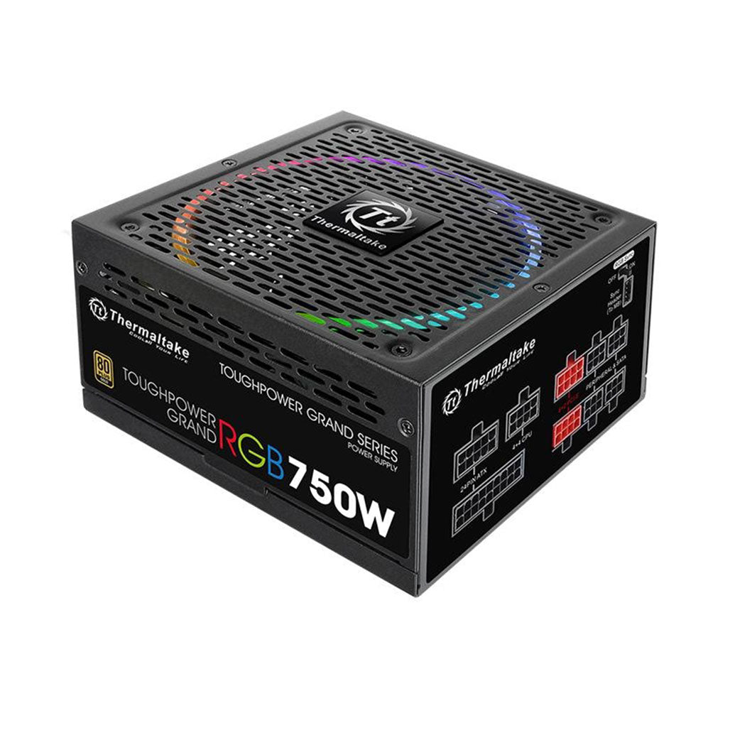A Photo Of Thermaltake Toughpower Grand RGB 750W - Fully Modular Power Supply with Addressable RGB Fan, 80 PLUS Gold Efficiency