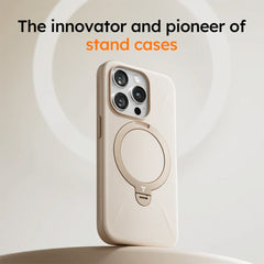 A Photo Of Torras Ostand 360° Spin Fusion MagSafe Case for iPhone 16 Pro - Desert Gold | Lens Protection and Enhanced Magnetic Strength