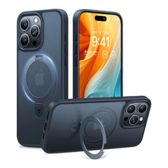 A Photo Of Torras UPRO Ostand Black MagSafe Case for iPhone 15 Pro Max – 360° Kickstand with Military-Grade Protection and Enhanced Wireless Charging