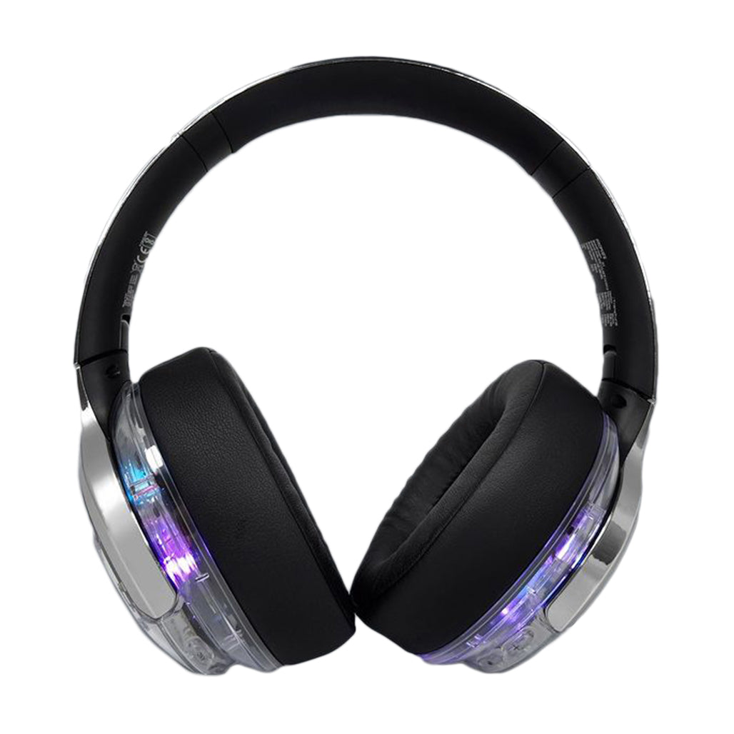 A Photo Of Promate Transtune - ANC Wireless Headphones with RGB Lights | Hi-Fi Sound & Extended Battery Life | Silver