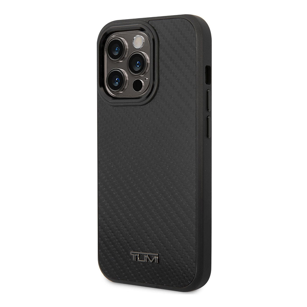 A Photo Of Tumi Genuine Aluminum Carbon Fiber Hard Case for iPhone 14 Pro