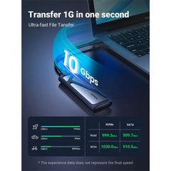 A Photo Of UGreen 90541 M.2 NVMe SSD Enclosure | USB 3.2 Gen 2 10Gbps | Thunderbolt 3 Compatible | Aluminum Tool-Free Case