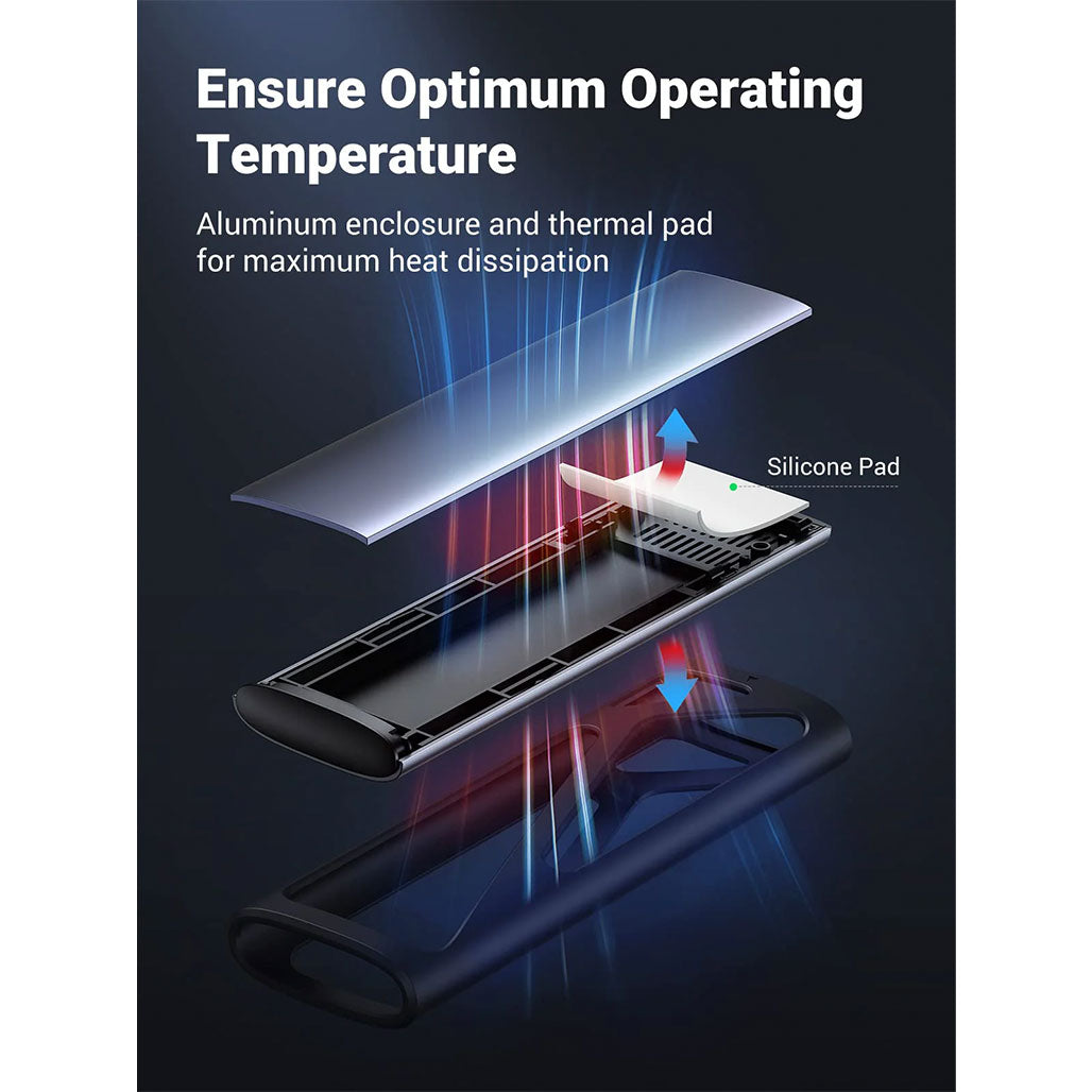 A Photo Of UGreen 90541 M.2 NVMe SSD Enclosure | USB 3.2 Gen 2 10Gbps | Thunderbolt 3 Compatible | Aluminum Tool-Free Case