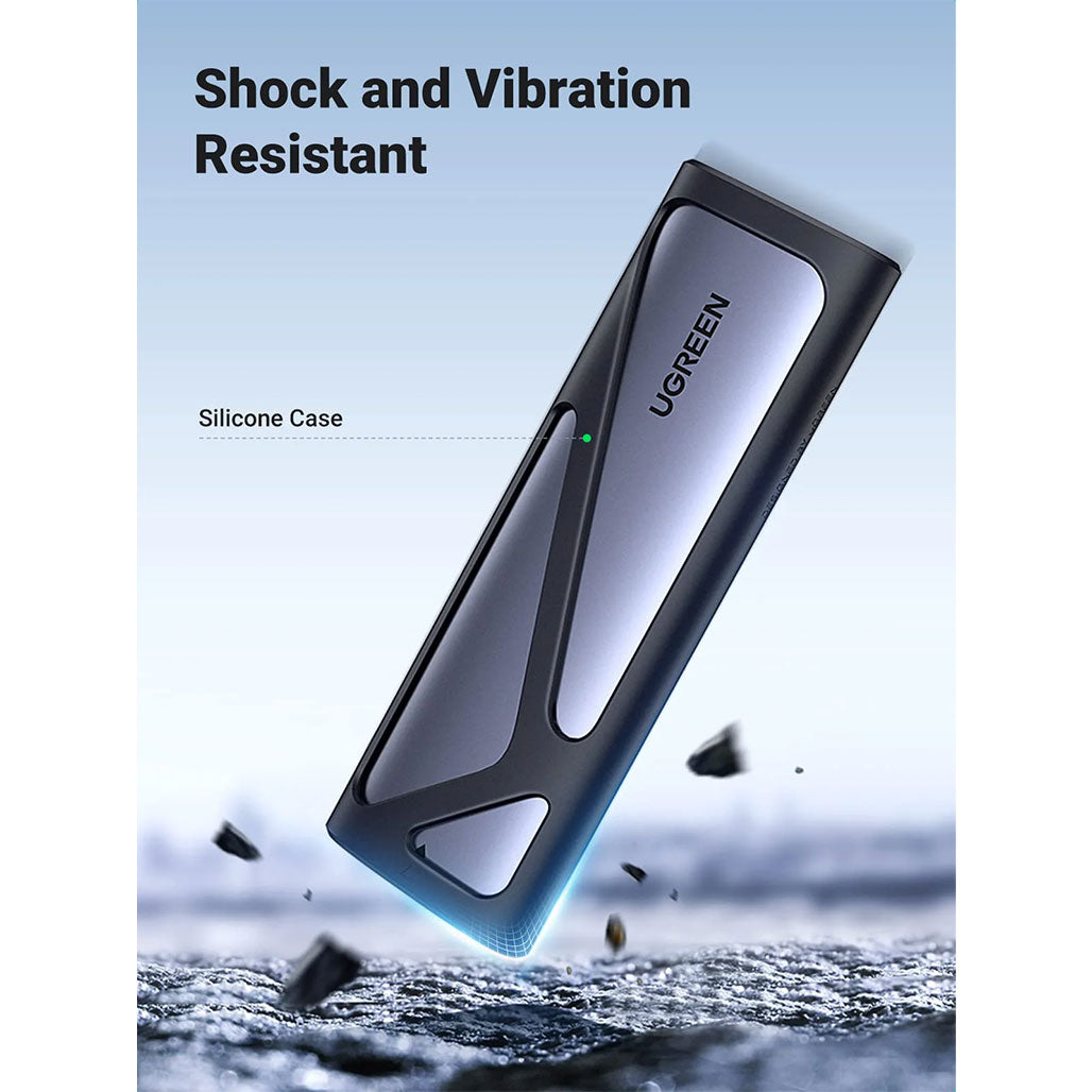 A Photo Of UGreen 90541 M.2 NVMe SSD Enclosure | USB 3.2 Gen 2 10Gbps | Thunderbolt 3 Compatible | Aluminum Tool-Free Case