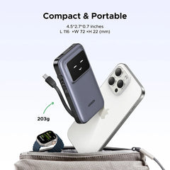 A Photo Of UGREEN Uno 10000mAh Power Bank with 30W Fast Charging | Built-in USB-C Cable, TFT Display