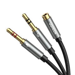 A Photo Of UGreen 20899 Headphone Mic Splitter 3.5mm Jack Audio Mic Adapter TRRS to TRS | 2 Male to 1 Female