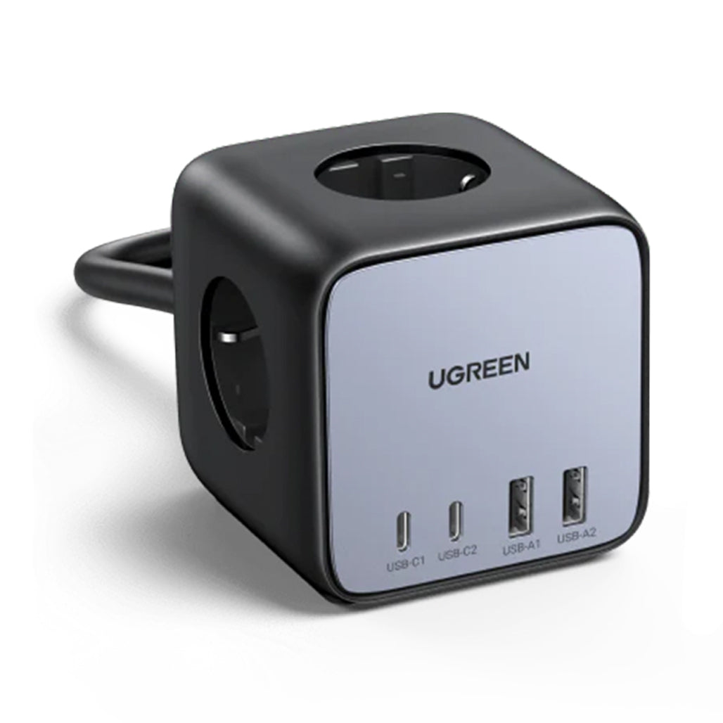 A Photo Of UGreen 65W USB-C GaN Charging Station - 7-Port Desktop Charger with 3 AC Outlets, 2 USB-C Ports, 2 USB-A Ports, 1.8M Extension Cord
