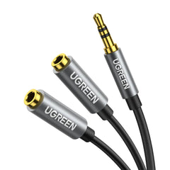 A Photo Of UGreen 10532 Headphone Splitter 2-Way Y 3.5mm Jack Aux Adapter | Hi-Fi Stereo Audio Extension for iPad, iPhone, PS4, Xbox, and More