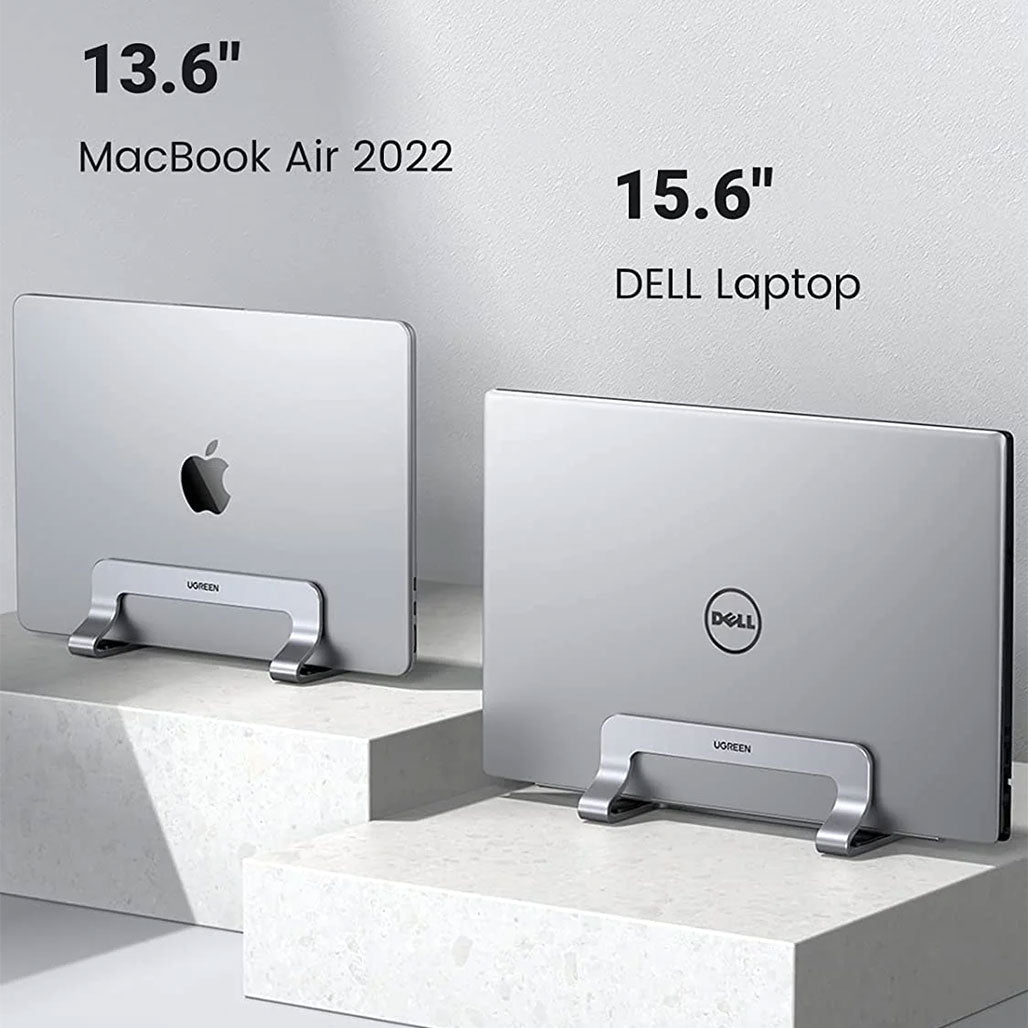 A Photo Of UGreen Vertical Laptop Stand Holder | Adjustable Desk Organizer for Laptops and Tablets