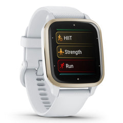 A Photo Of Garmin Venu SQ2 - 010-02701-11 - Cream Gold Aluminium Bezel with White Case and Silicone Band