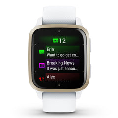 A Photo Of Garmin Venu SQ2 - 010-02701-11 - Cream Gold Aluminium Bezel with White Case and Silicone Band