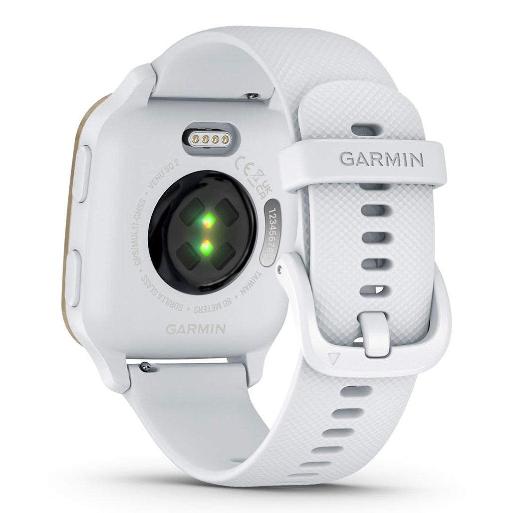 A Photo Of Garmin Venu SQ2 - 010-02701-11 - Cream Gold Aluminium Bezel with White Case and Silicone Band