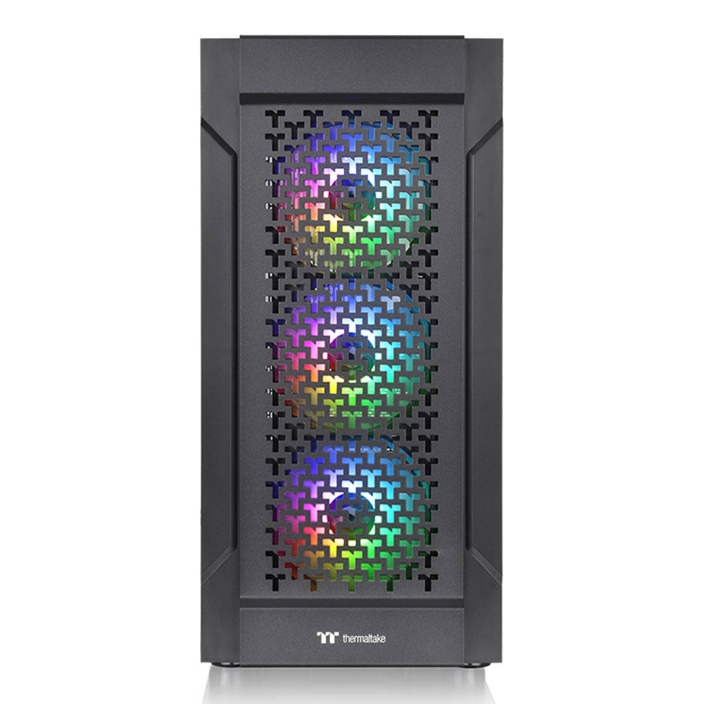 A Photo Of Thermaltake Versa T27 TG ARGB Mid Tower Chassis – E-ATX Support with Three ARGB Fans and Tempered Glass Panel