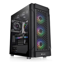 A Photo Of Thermaltake Versa T27 TG ARGB Mid Tower Chassis – E-ATX Support with Three ARGB Fans and Tempered Glass Panel