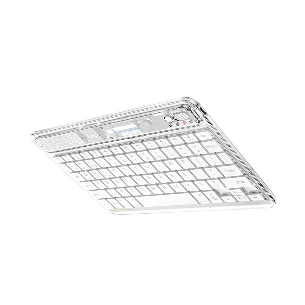 A Photo Of Hoco S55 Transparent Discovery Edition Wireless Keyboard - Space White, BT v5.0, 78 Keys, 500mAh Battery, Colorful Backlight