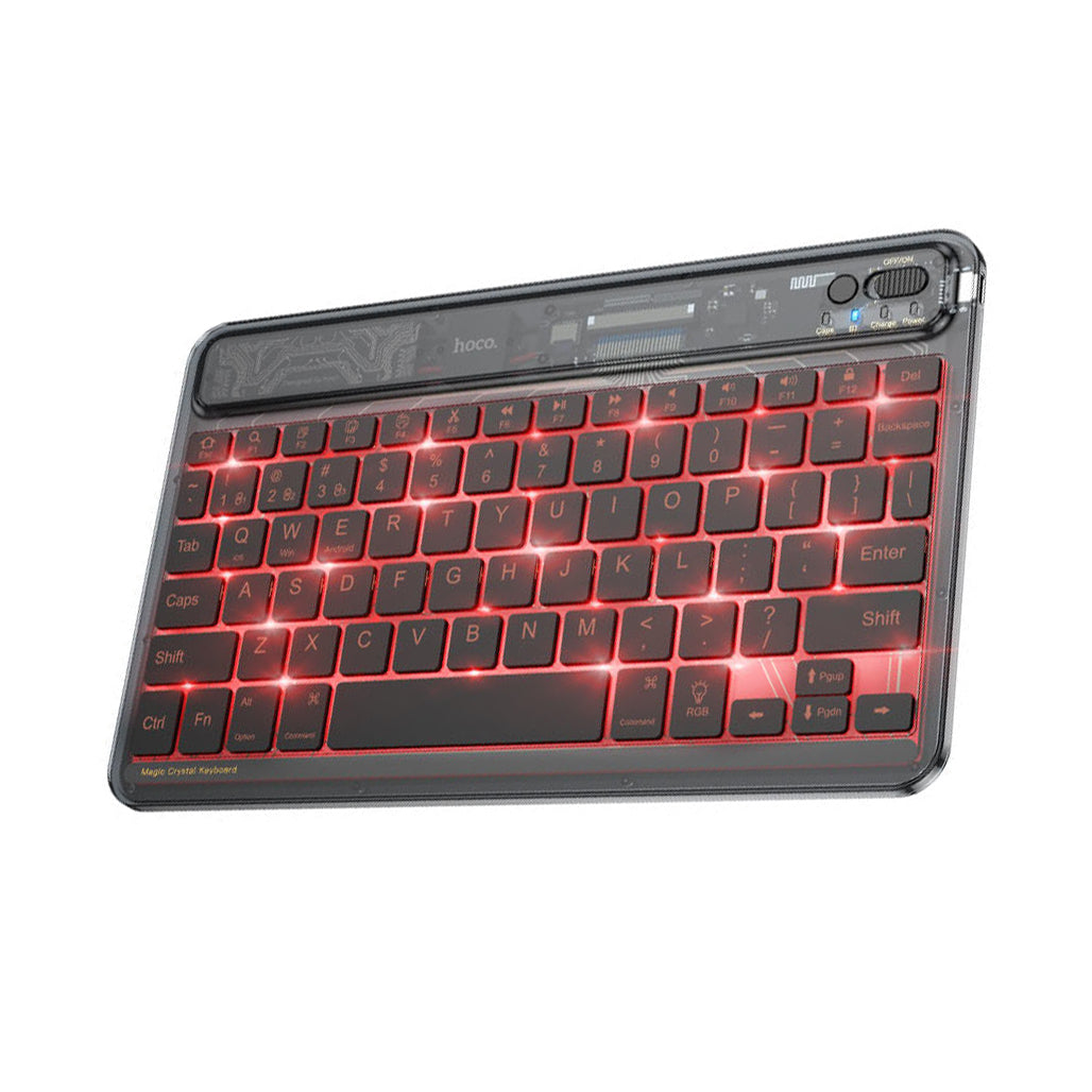 A Photo Of Hoco S55 Transparent Discovery Edition Wireless Keyboard - BT v5.0, 78 Keys, 500mAh Battery, Colorful Backlight