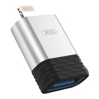 XO Adapter NB186 USB-A to Lightning Adapter, Silver – Charging and Data Transmission for Smartphones, Tablets, and Laptops