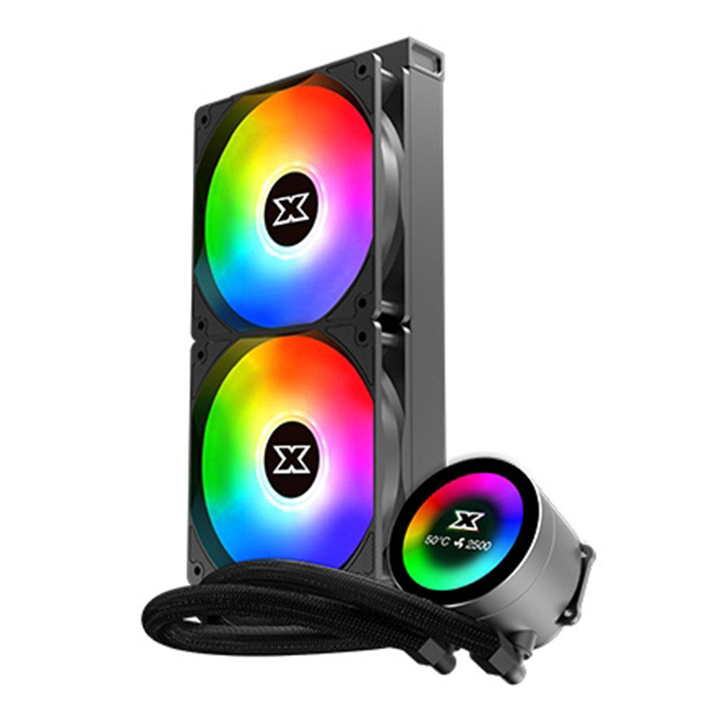 A Photo Of Xigmatek FROZR-O - 240 AIO Liquid Cooler, OLED Display Pump Head