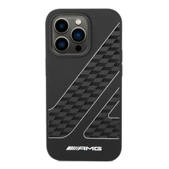 A Photo Of AMG Liquid Silicone Case With Checkered Flag Pattern For iPhone 14 Pro