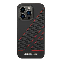 A Photo Of AMG Liquid Silicone Case With Checkered Flag Pattern For iPhone 14 Pro Max