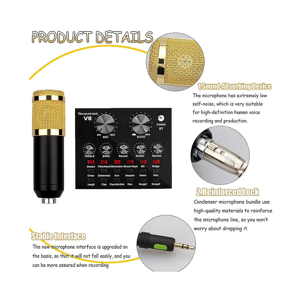 A Photo Of TikTok Mixer + Microphone Bundle - Professional Condenser Microphone Set with Shock Mount
