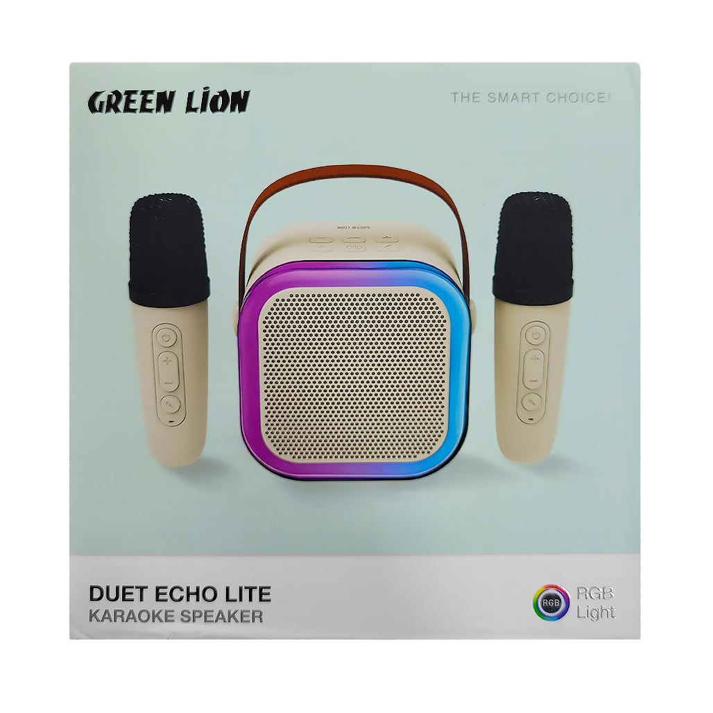 A Photo Of Green Lion Duet Echo Lite Karaoke Speaker - Bluetooth 5.3, 5W Output | GNDUECHL5WBG