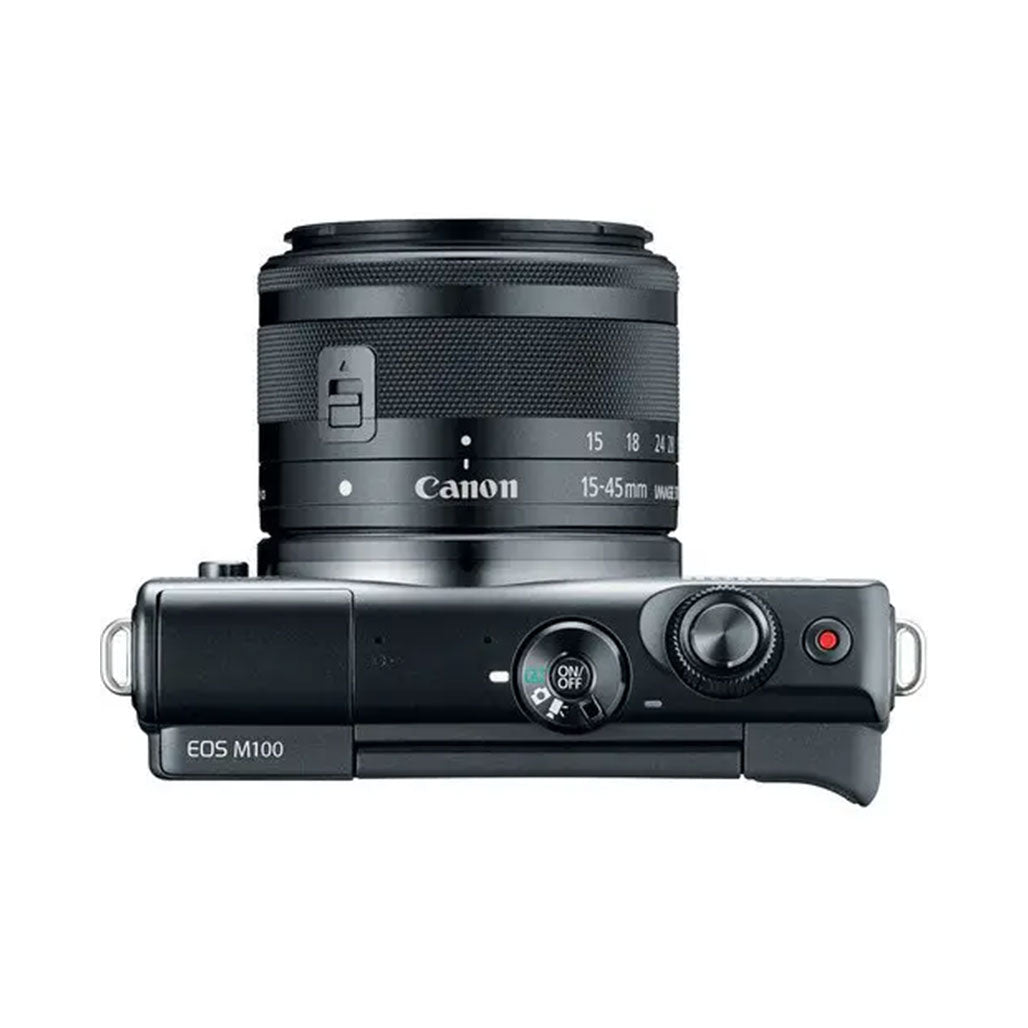 A Photo Of Canon EOS M100 Mirrorless Digital Camera with 15-45mm Lens – Compact APS-C Camera with 24.2 MP, Full HD Video, and Wi-Fi