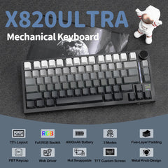A Photo Of Attack Shark X820 Ultra 75% Tri-Mode Gasket Wireless Mechanical Gaming Keyboard