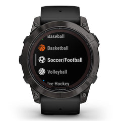 A Photo Of Garmin Fēnix® 7X Pro Sapphire Solar Edition - Titanium with Fog Gray/Ember Orange Band