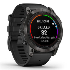A Photo Of Garmin Fēnix® 7X Pro Sapphire Solar Edition - Titanium with Fog Gray/Ember Orange Band