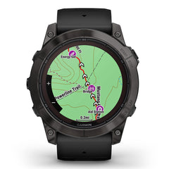 A Photo Of Garmin Fēnix® 7X Pro Sapphire Solar Edition - Titanium with Fog Gray/Ember Orange Band