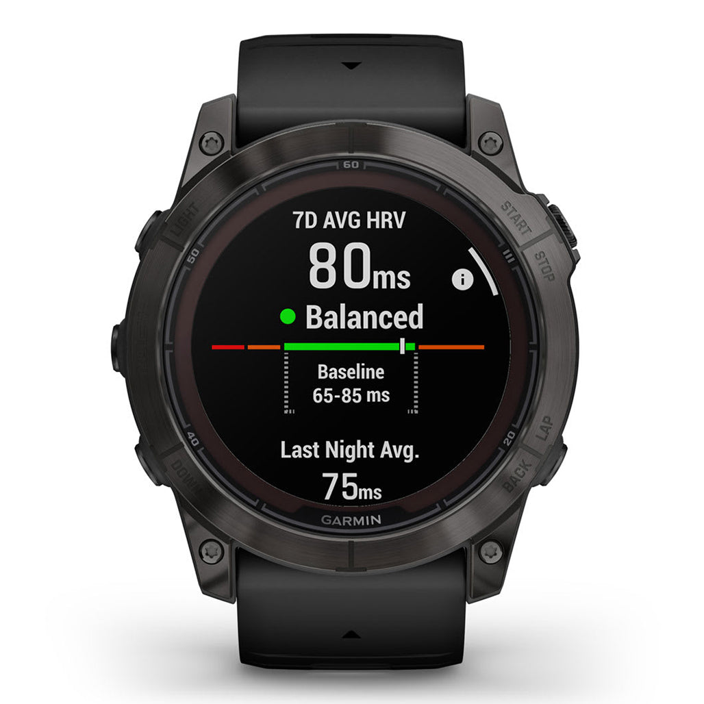 A Photo Of Garmin Fēnix® 7X Pro Sapphire Solar Edition - Titanium with Fog Gray/Ember Orange Band