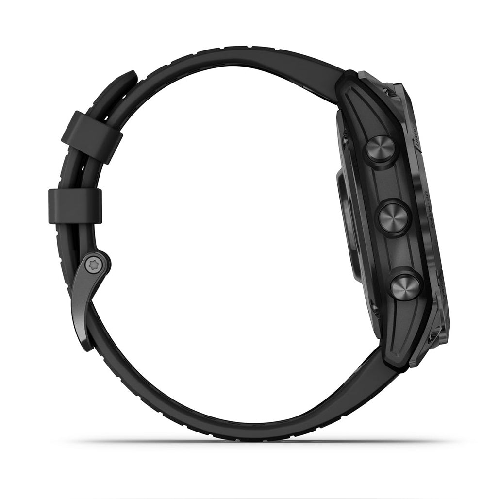 A Photo Of Garmin Fēnix® 7X Pro Sapphire Solar Edition - Titanium with Fog Gray/Ember Orange Band