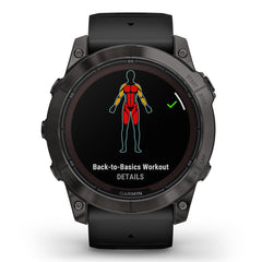 A Photo Of Garmin Fēnix® 7X Pro Sapphire Solar Edition - Titanium with Fog Gray/Ember Orange Band