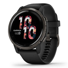 A Photo Of Garmin Venu 2 - Slate stainless steel bezel with black case and silicone band | 010-02430-11