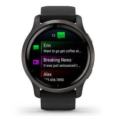 A Photo Of Garmin Venu 2 - Slate stainless steel bezel with black case and silicone band | 010-02430-11