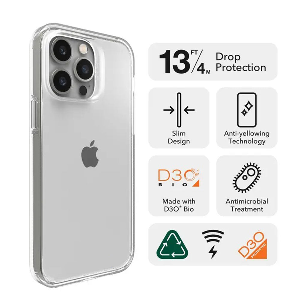 A Photo Of Gear4 Crystal Palace Clear Case for iPhone 14 - Ultimate Impact Protection and Wireless Charging Compatible