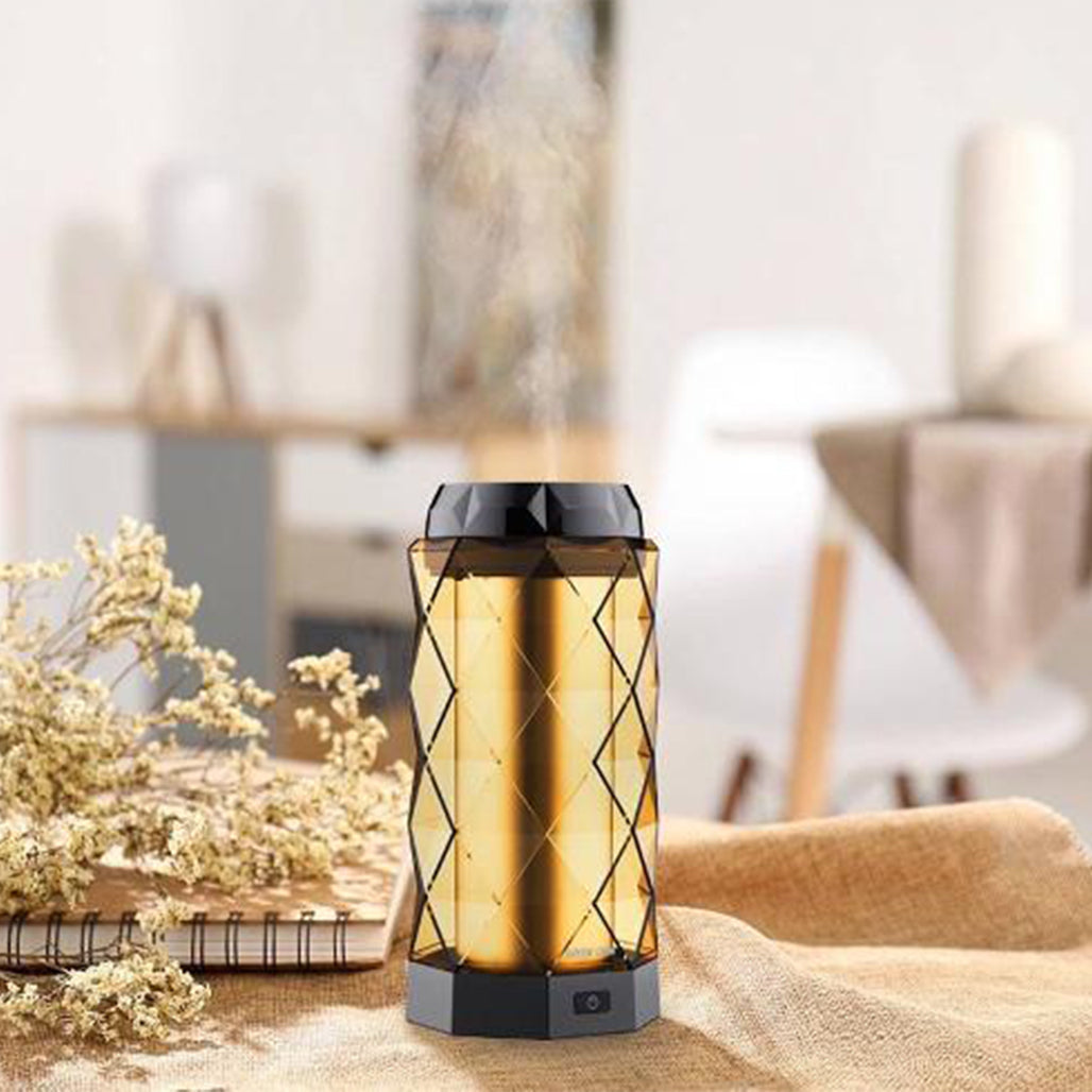 A Photo Of Green Lion Crystal Bakhour Incense Burner - Orange | Compact Scent Diffuser with Turbo Fan