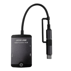 A Photo Of Green Lion 5-in-1 Multifunction Hub | Type-C, Lightning, SD/TF, AUX, USB - GN5IN1MINIHBBK