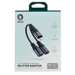 A Photo Of Green Lion 2-in-1 Audio & Charge Lightning Adapter - Male Lightning to Female Lightning