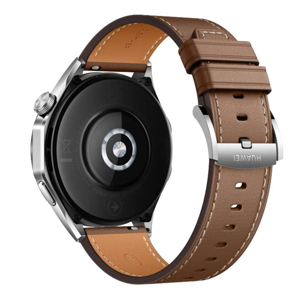 A Photo Of Huawei Watch GT4 46mm Brown Leather Strap - Advanced Fitness Tracker with High-Resolution Display and Long Battery Life