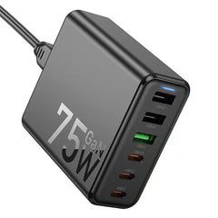A Photo Of Hoco C133A High Power 75W Six-Port Charger with Cable - Multi-Device Fast Charging Solution
