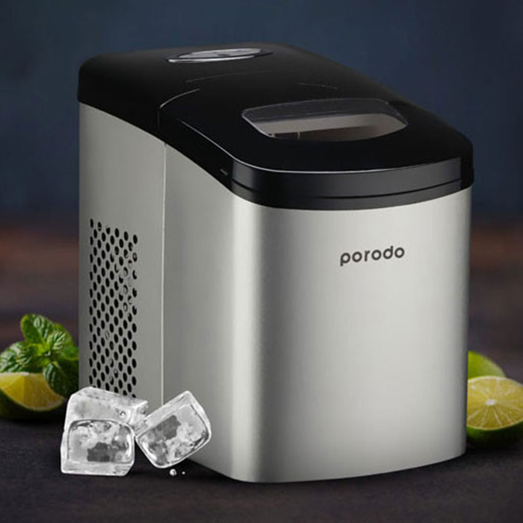 A Photo Of Porodo Lifestyle Ice Maker - Stainless Steel Black