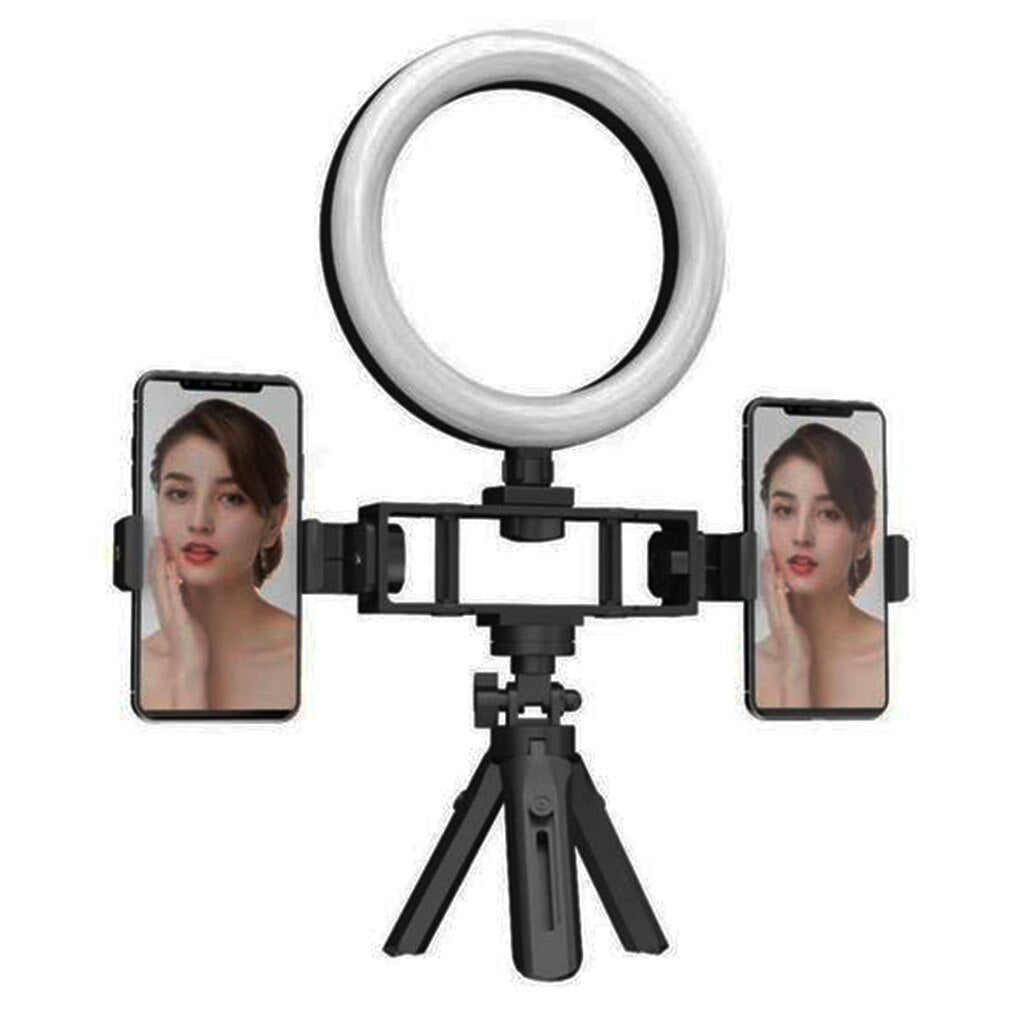 A Photo Of Multi-Position Fill Light Live Broadcast Bracket | 16cm Ring Light with Adjustable Tripod Stand and USB Power Supply