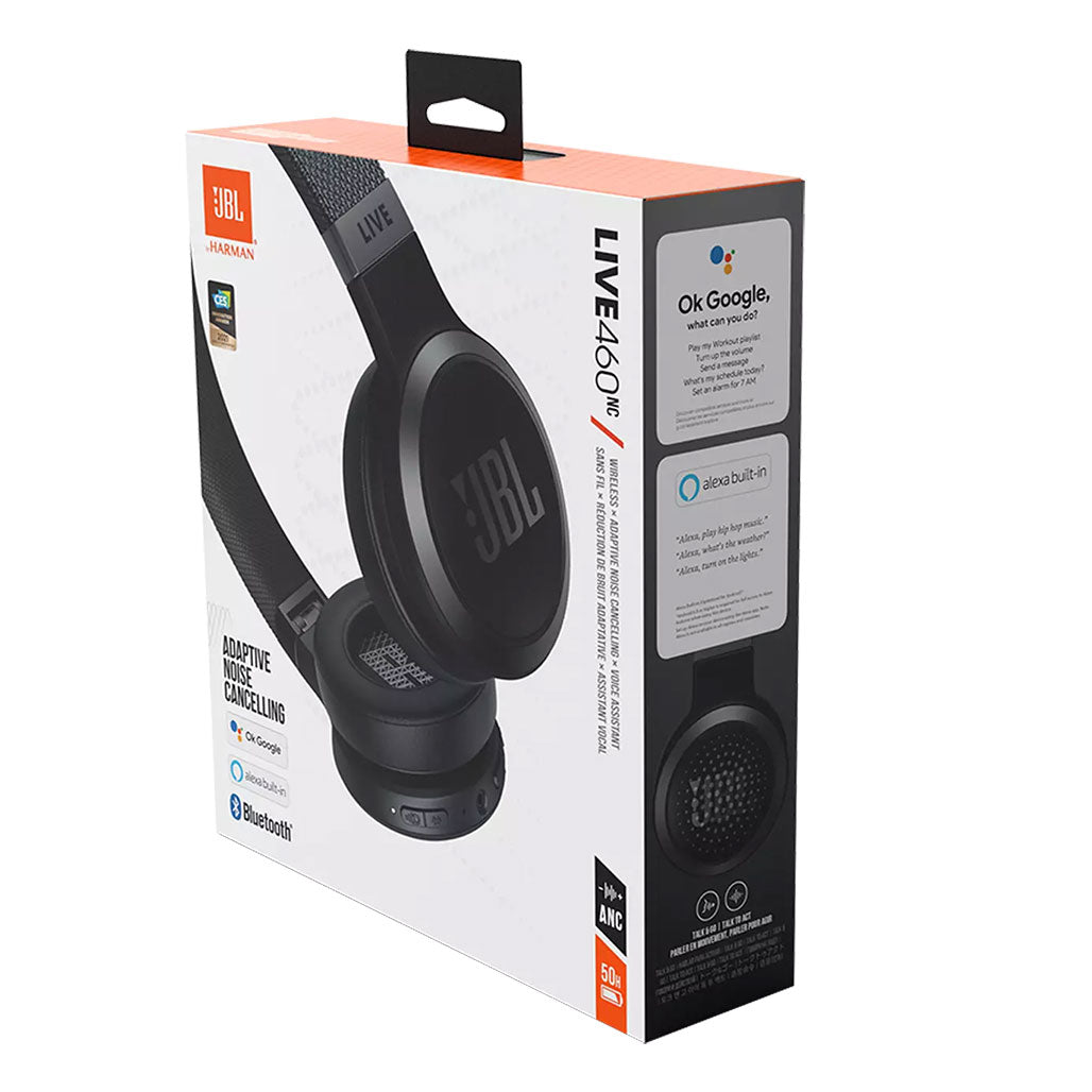 A Photo Of JBL Live 460NC - Black - Wireless On-Ear Headphones with Adaptive Noise Cancelling and Voice Assistant Integration