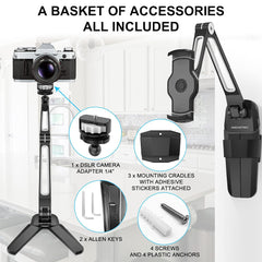 A Photo Of AboveTek Kitchen Tablet Stand - Adjustable 360° Mount with Camera Adapter for iPad, iPhone, and More